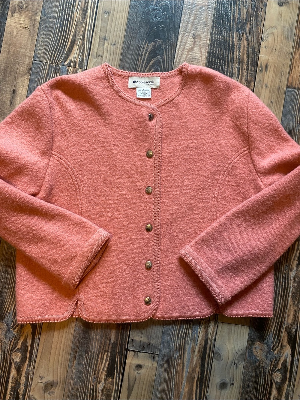 Vintage Appleseed's Coral Wool Button Front Cardigan